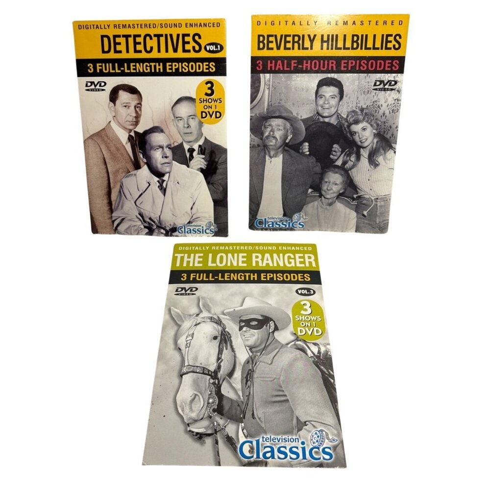 DVD Lot of 3 Beverly Hillbillies Detectives & Lone Ranger Digitally Remastered